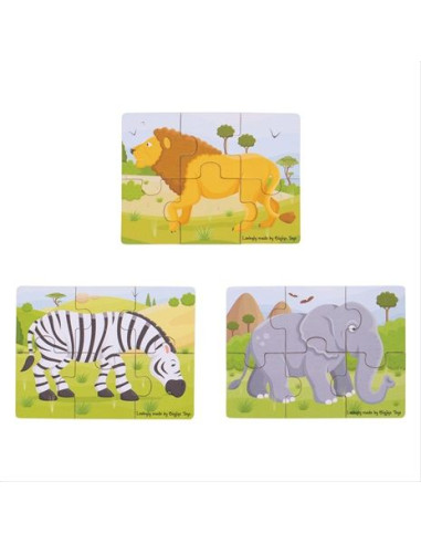 3-in-1 Puzzle Safari Animals