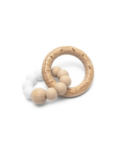 Silicone Teether Duo White + Beige