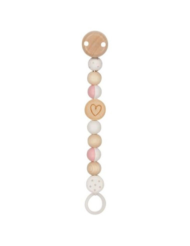 Soother Chain - Beads with Heart, Pink