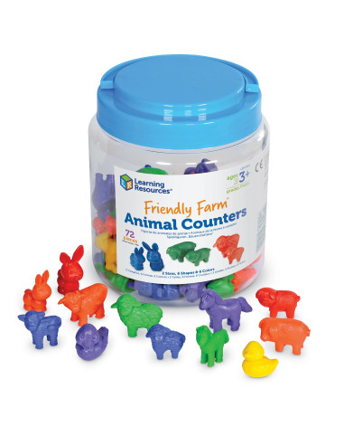 Friendly Farm Animal Counters, Set of 72