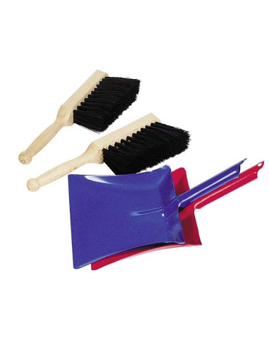 1 Metal Dustpan And 1 Handbroom With Natural Bristles